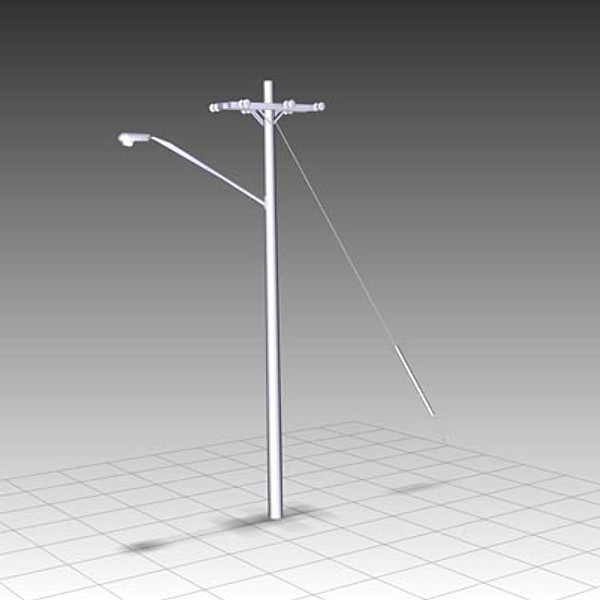 3d telephone poles untextured - IWAssembly-Crossarm - Three Phase - Double Deadend - Triple Line Arm - 10 by IWTS